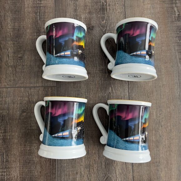 Warner Brothers The Polar Express Set of 4 Christmas 3D Coffee Cocoa Mugs Cups - Picture 3 of 7